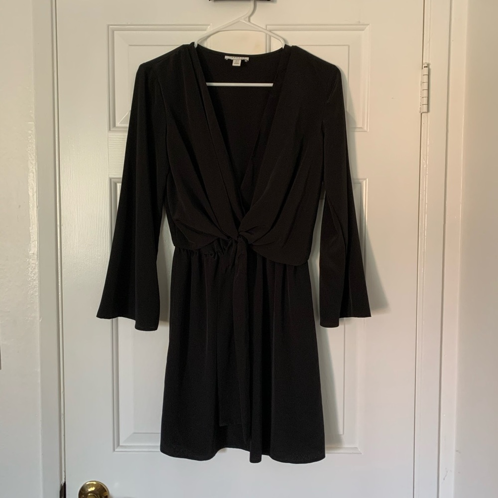 Topshop black deep V dress